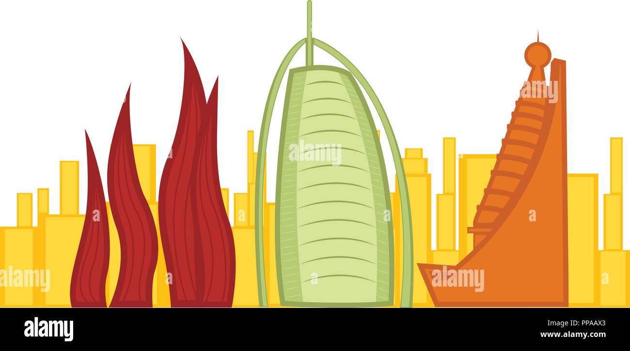 Colored cityscape of Dubai Stock Vector