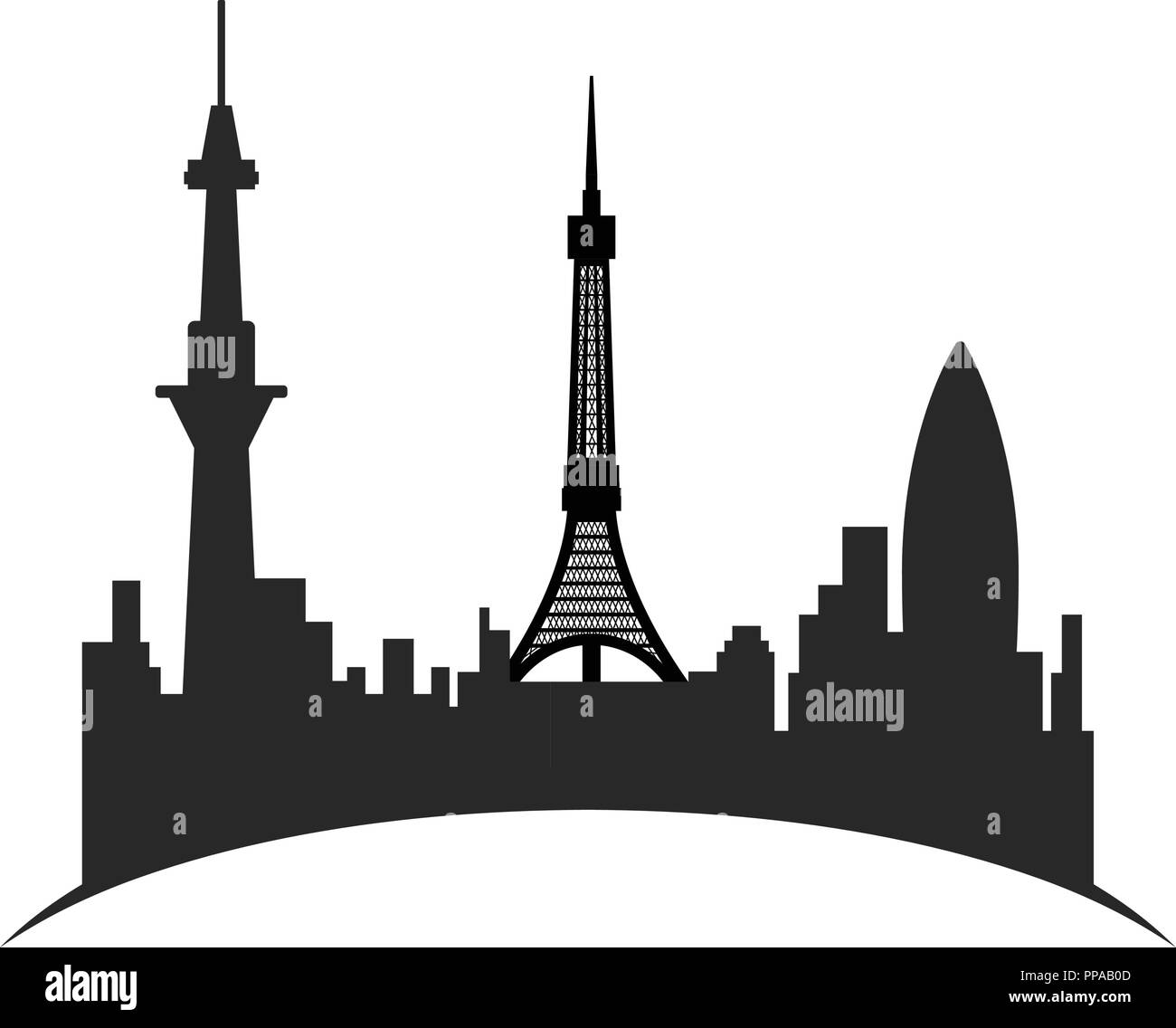 Isolated cityscape of Tokyo Stock Vector