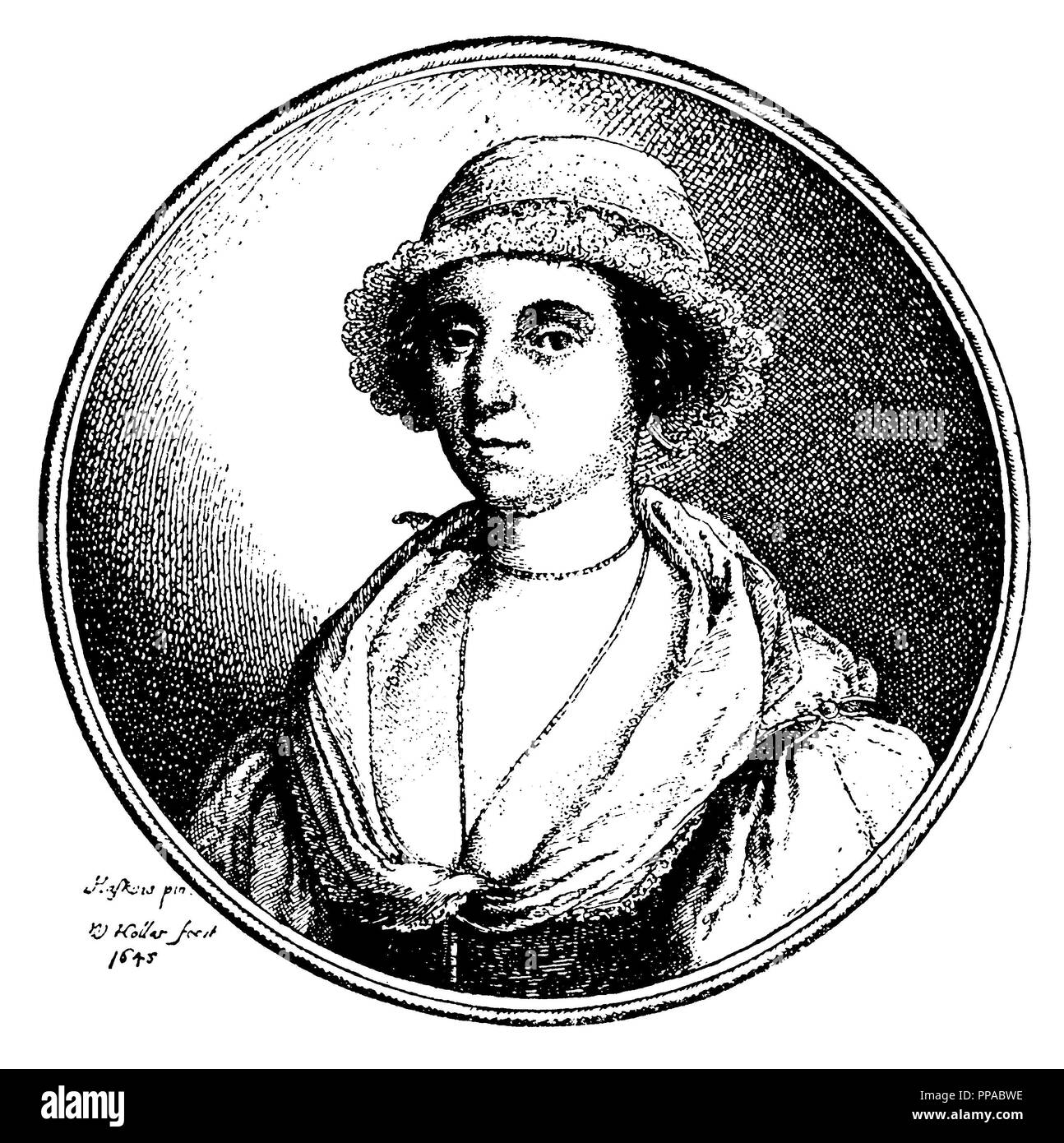 Lady with hat. After a Dutch engraving from 1645, Wenzel Hollar Stock Photo