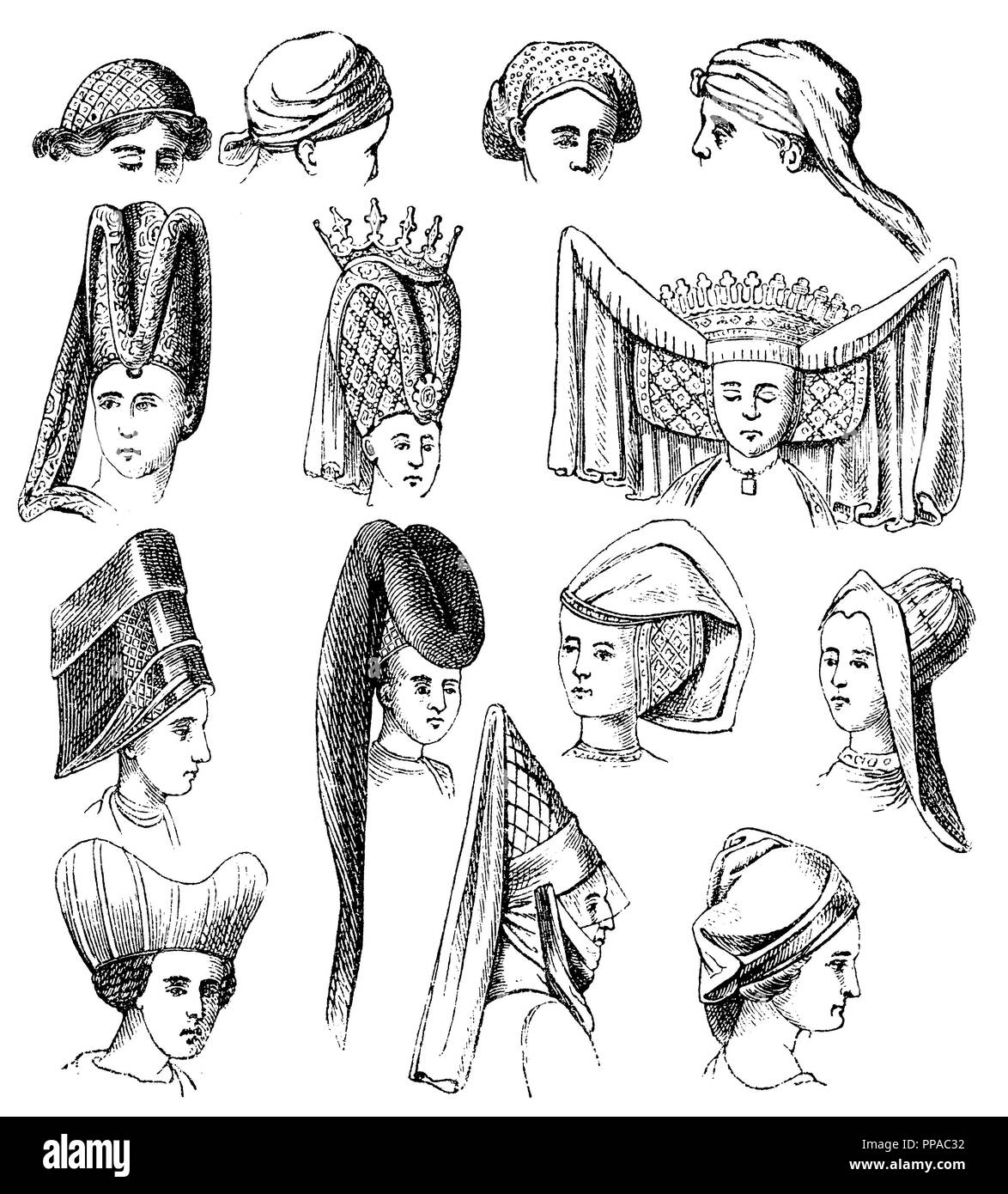 Hoods from different times, Stock Photo
