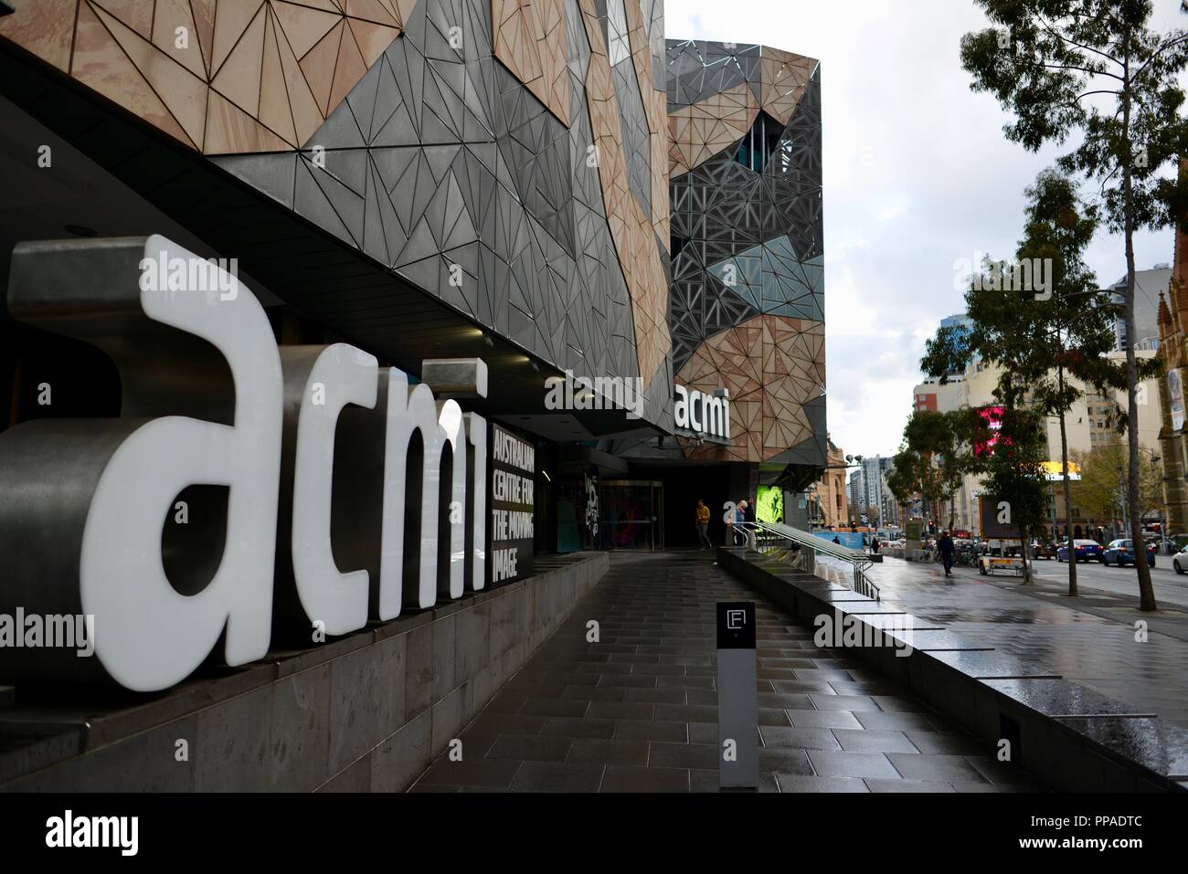ACMI sign, Melbourne VIC, Australia Stock Photo