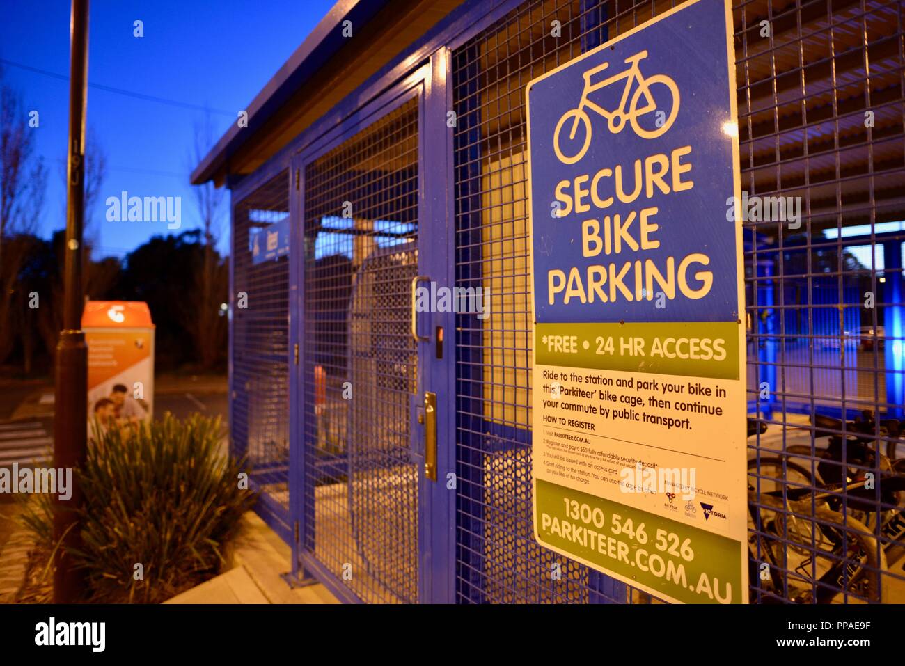 Secure bike parking facility, Melbourne VIC, Australia Stock Photo Alamy