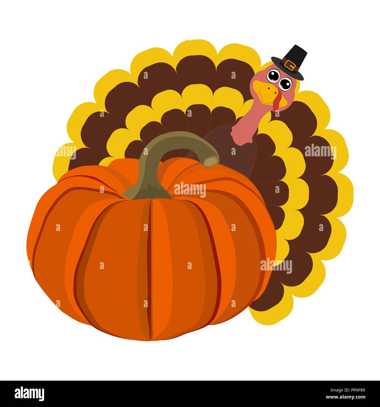 Turkey Pilgrimin on Thanksgiving Day vector illustration Stock Vector