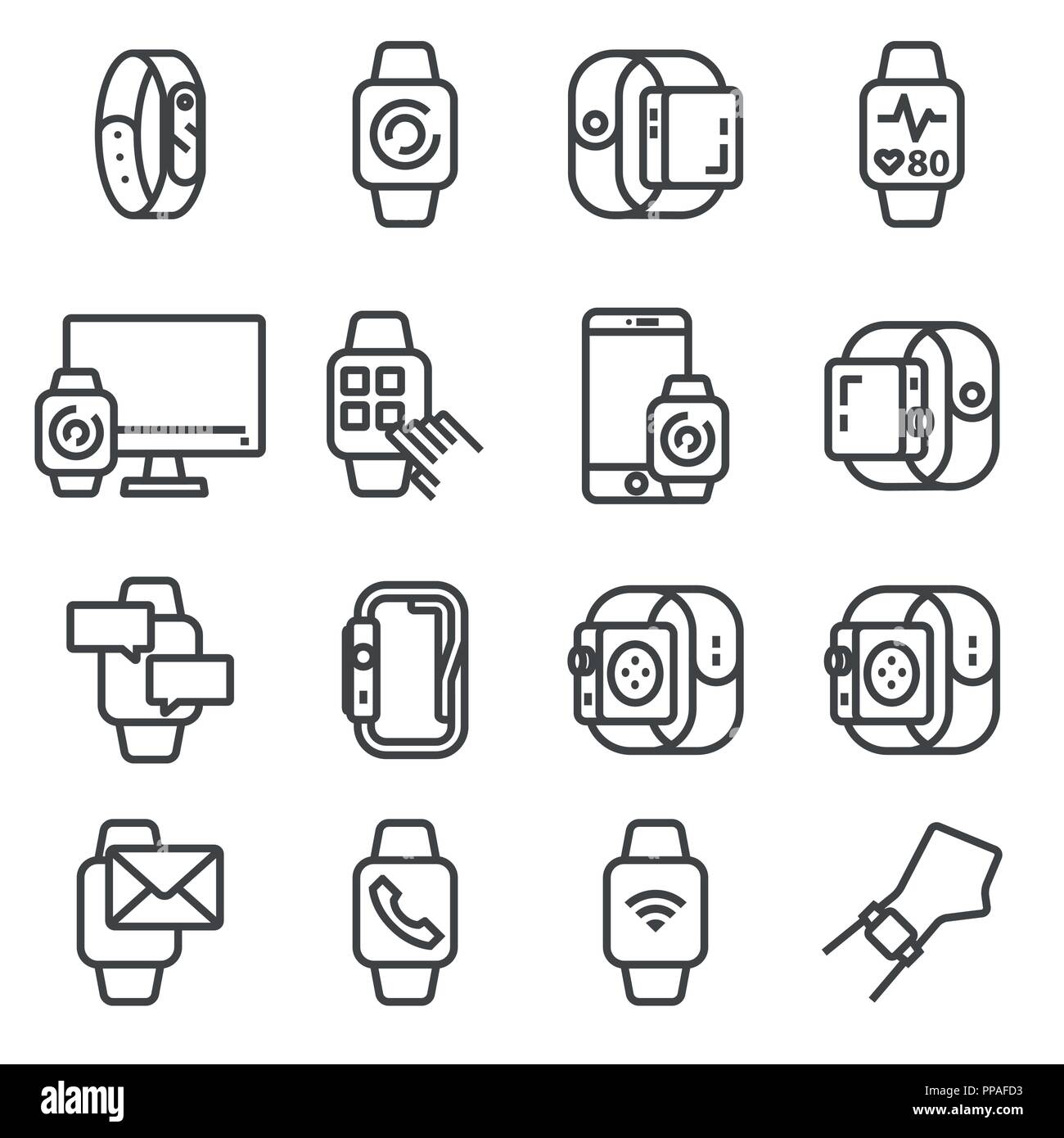 Modern smart watches and apps. Tapping smartwatch on hand wrist