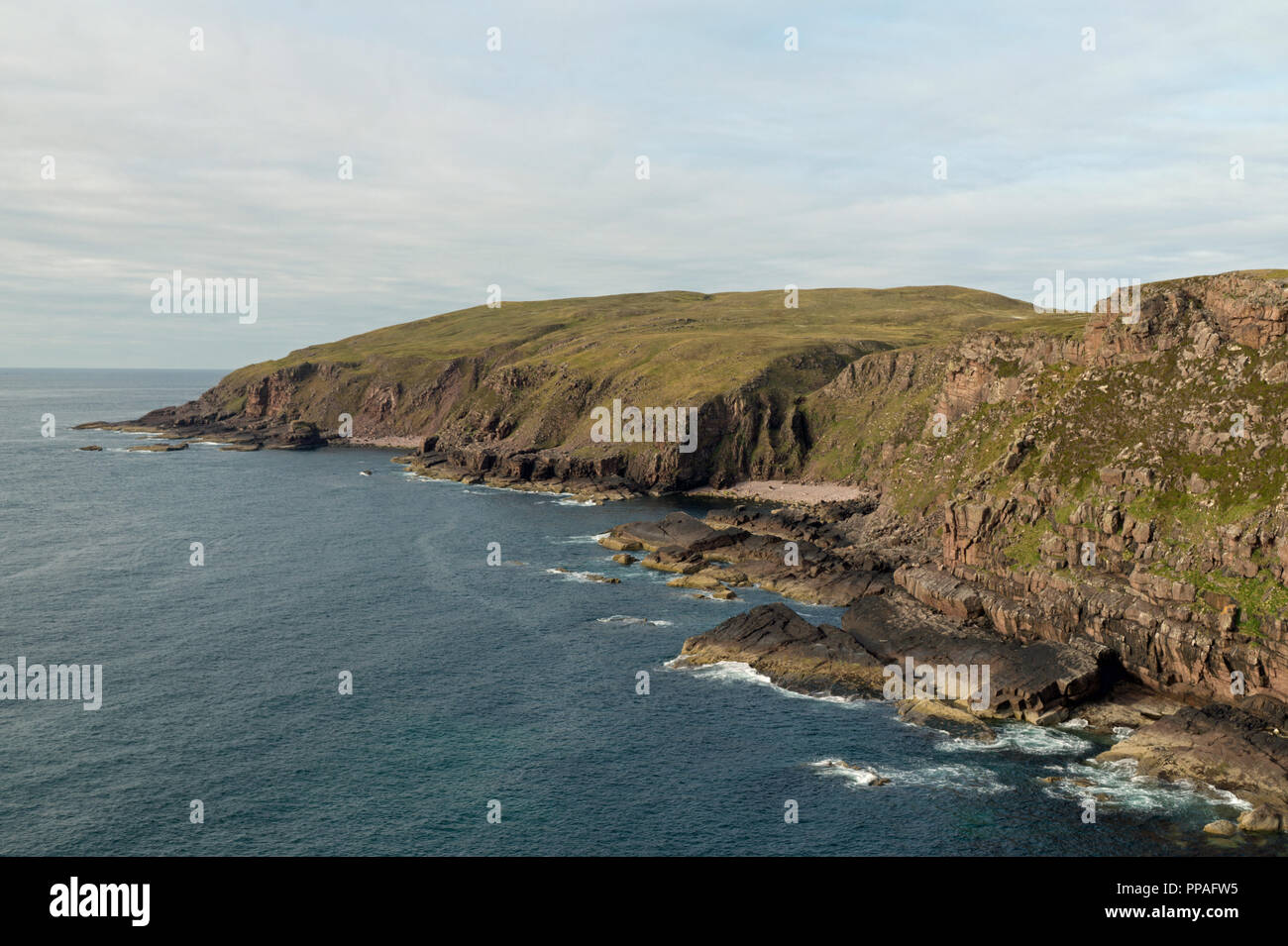 Stoer Head (Rubha Stoer in Scots Gaelic) is a point of land north of Lochinver and the township of Stoer in Sutherland, NW Scotland. Stock Photo