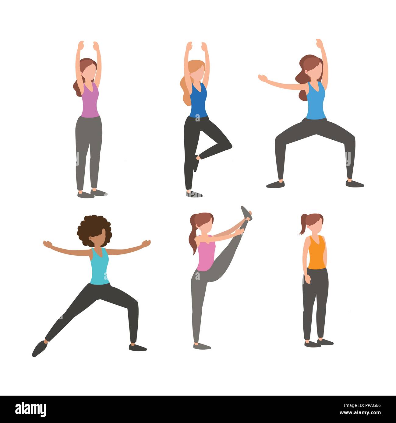 set fitness women doing exercise Stock Vector Image & Art - Alamy