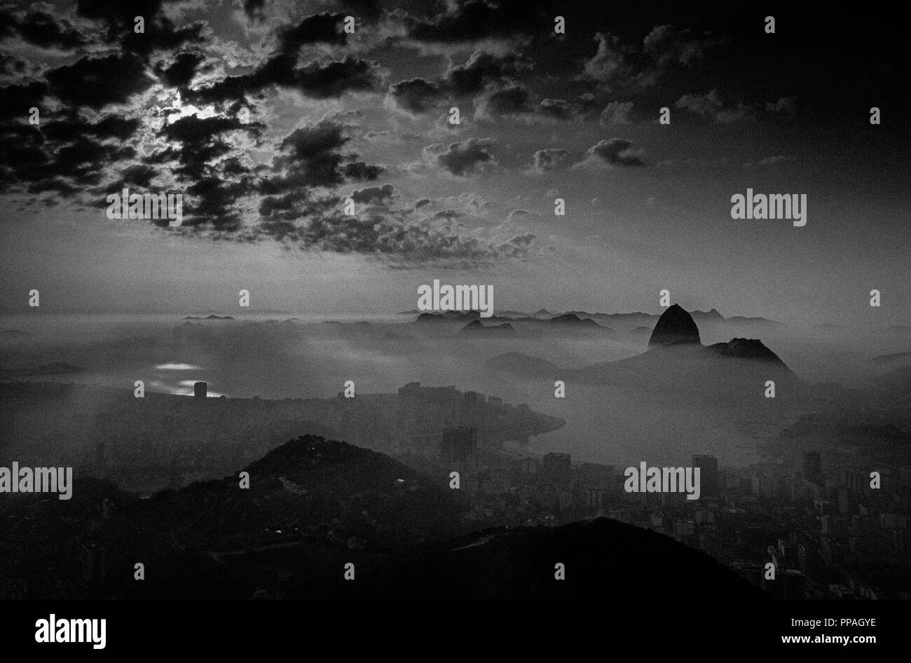 Sunrise over Rio, viewed from Christ Redema, Rio, Rio De Janero State ...
