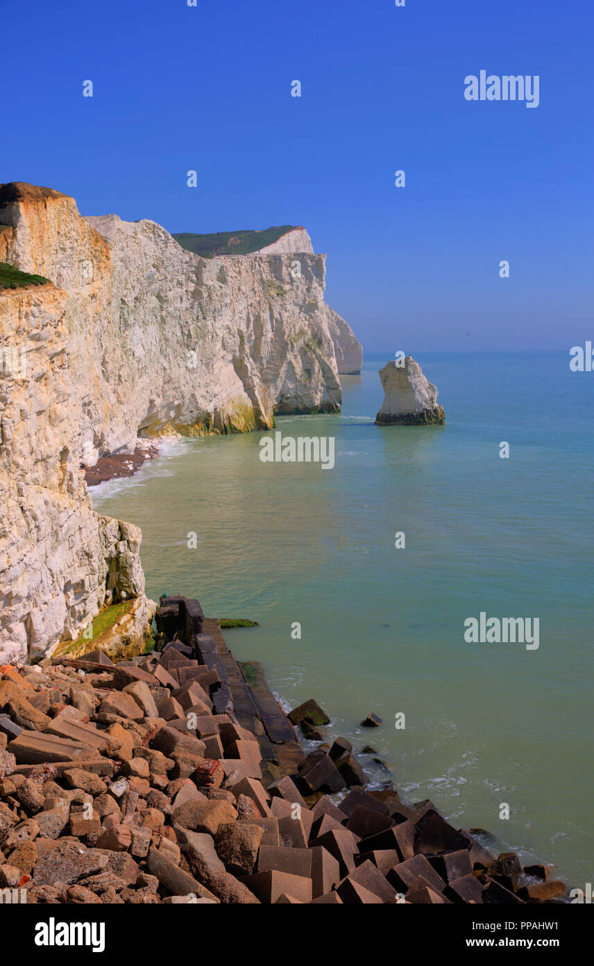 Seaford East Sussex uk beautiful white chalk cliffs and english coastline Stock Photo