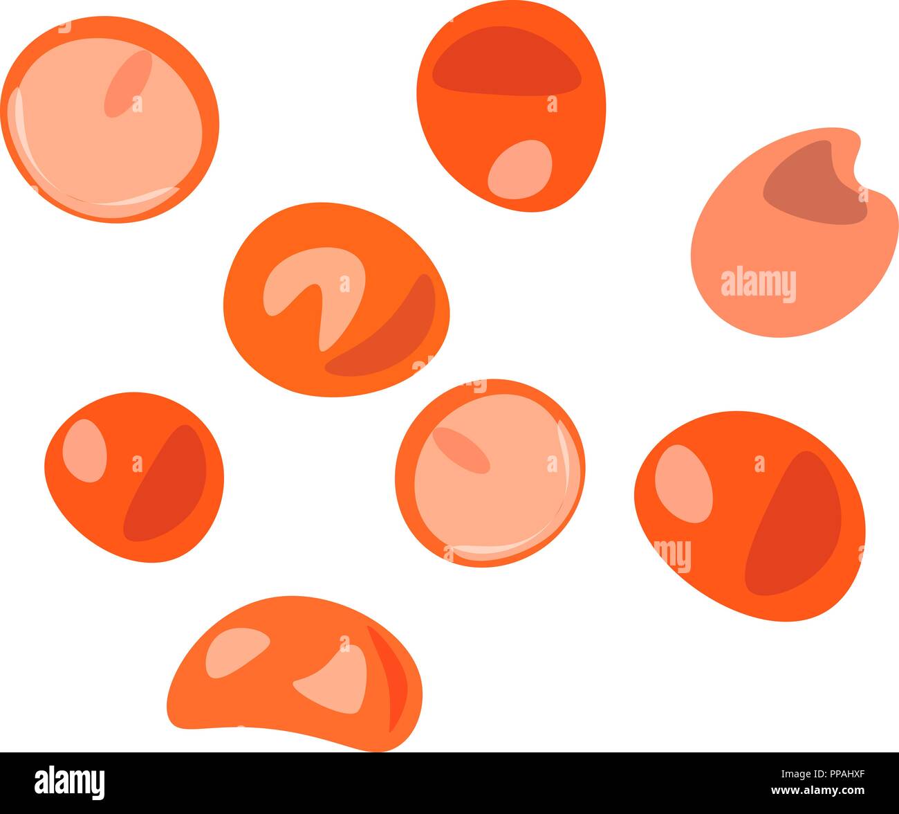 colored stones, precious gems, glass balls, red Vector illustration Stock Vector