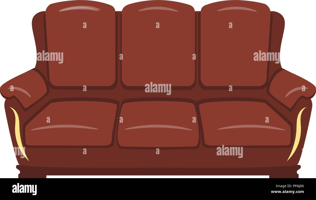 brown sofa isolated on a white background Stock Vector