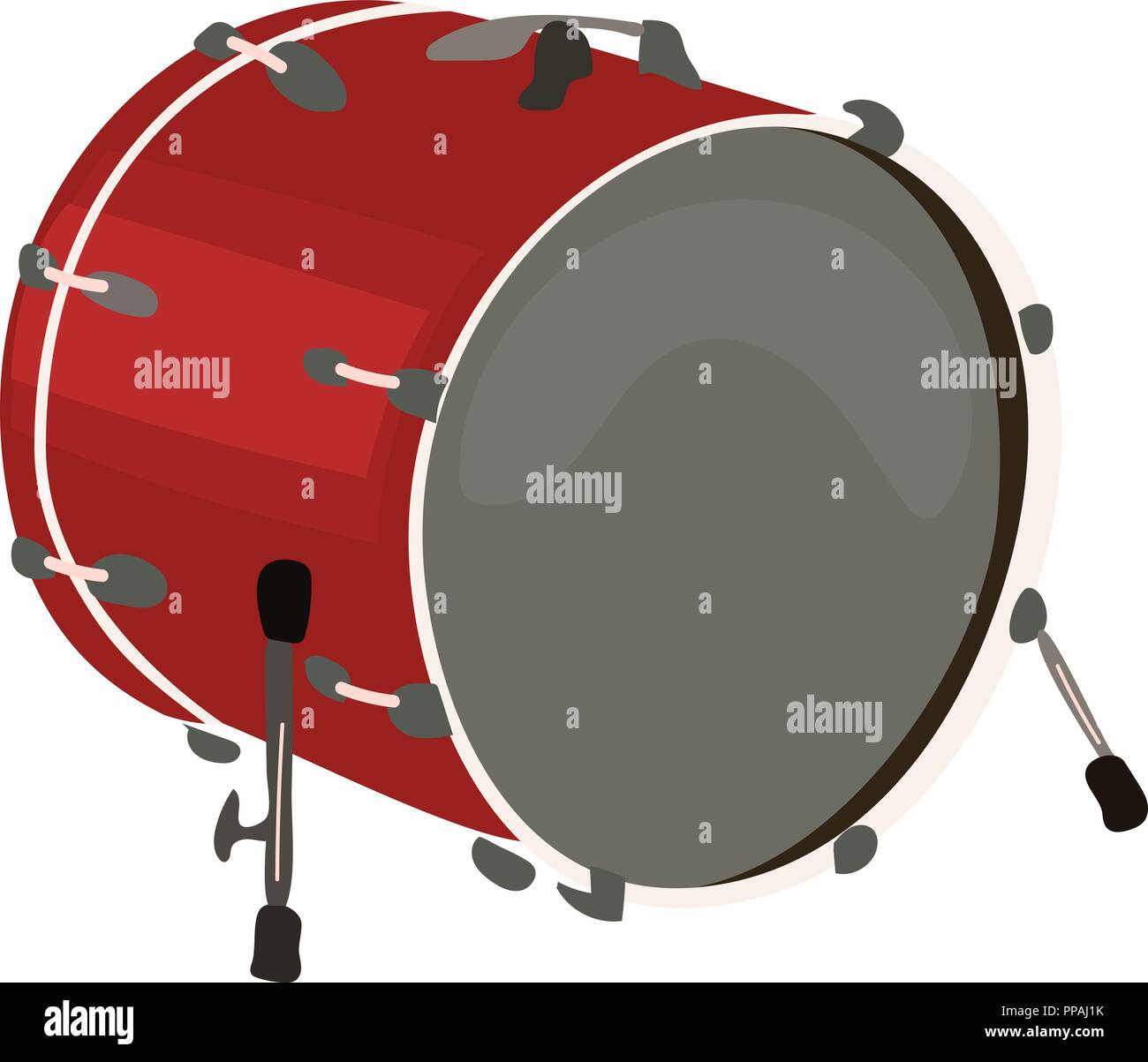 Musical instruments, big drum, pulley, tympanum, vector Stock Vector