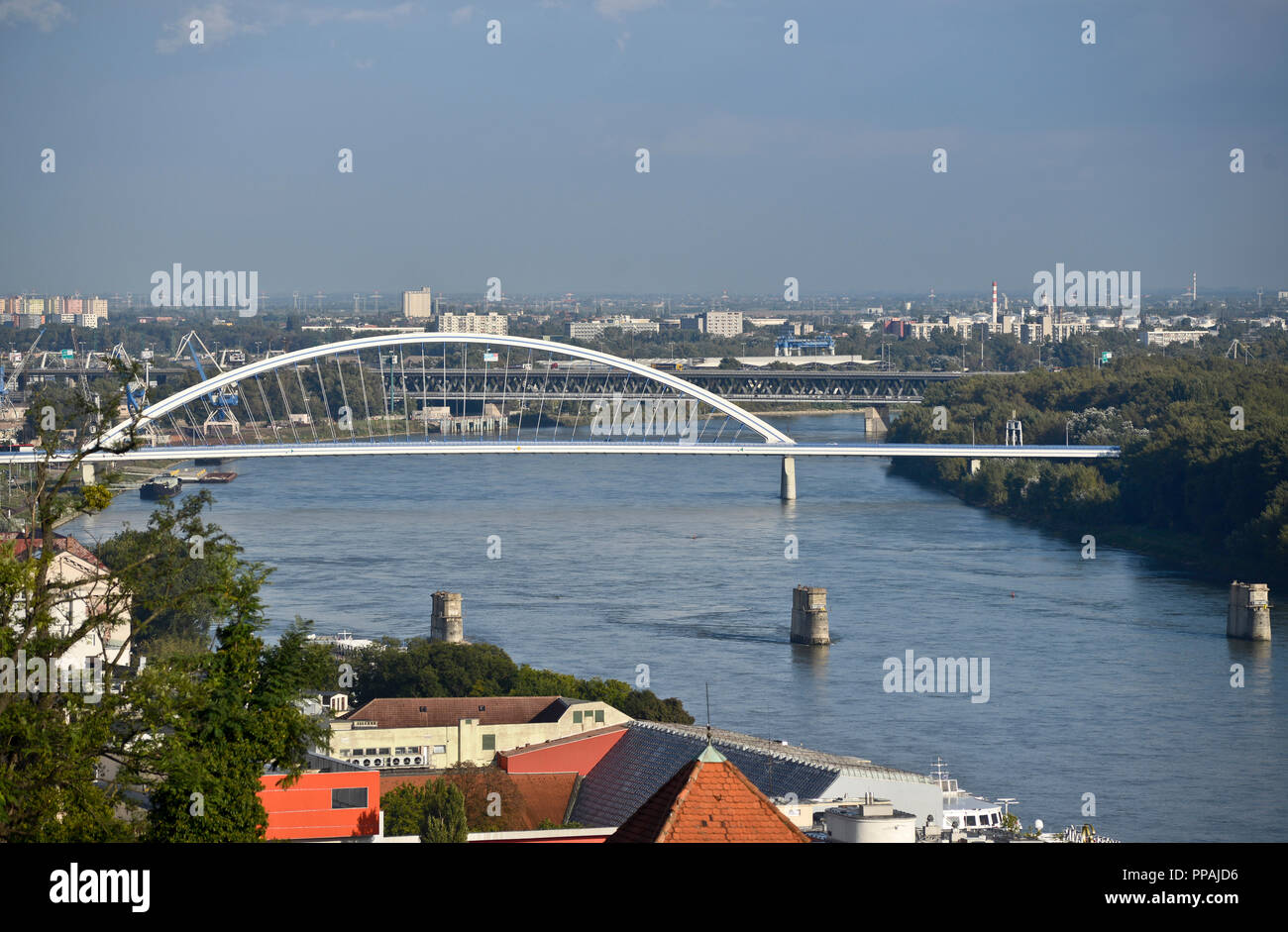 Apollo Bridge, Bratislava, Slovakia Stock Photo