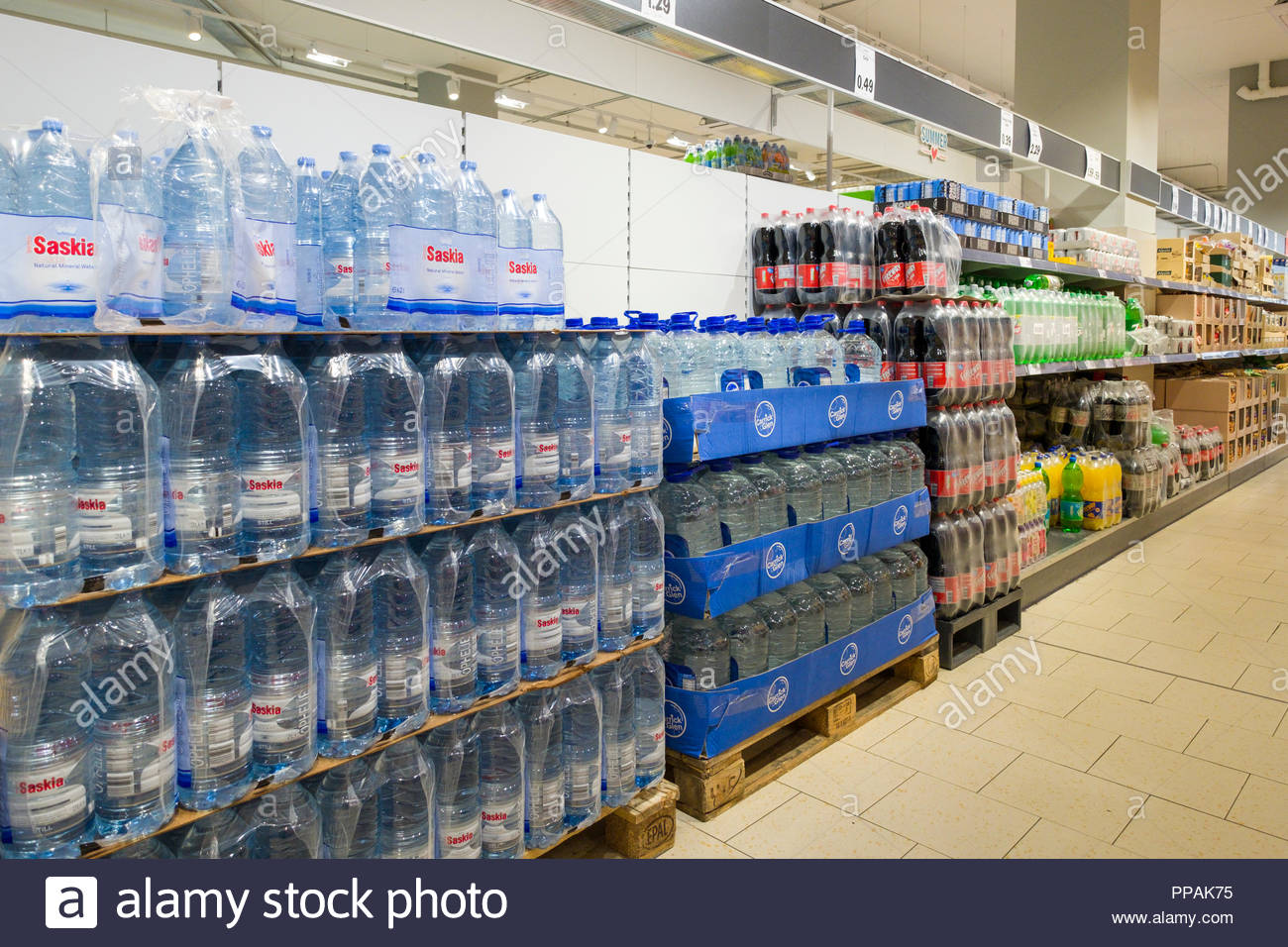 Bottled Water Supermarket Bottles Stock Photos & Bottled Water