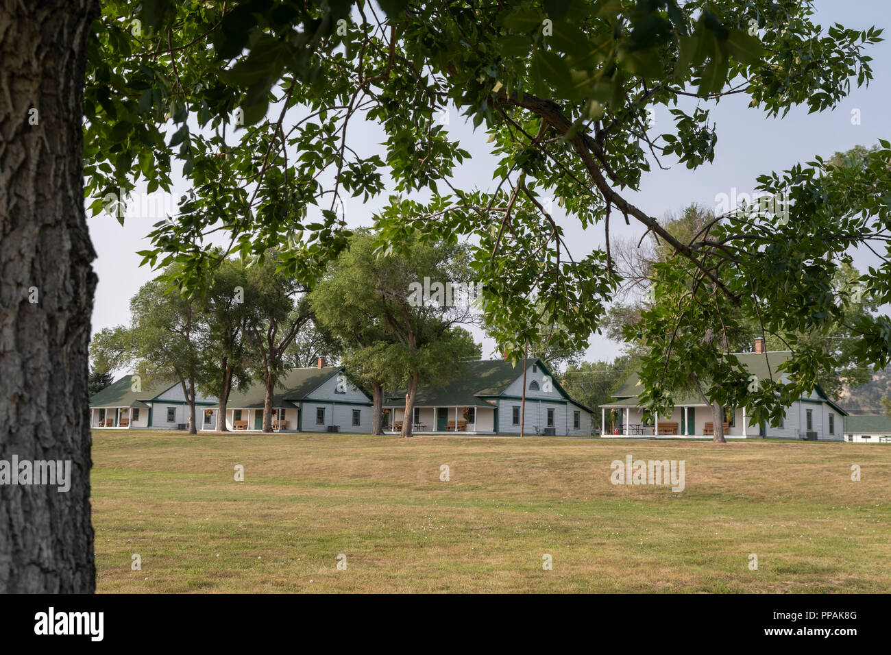 Crawford, Nebraska - Officers' Row at Fort Robinson State Park. Fort Robinson is a former U.S. Army outpost which played a major role in the Indian wa Stock Photo