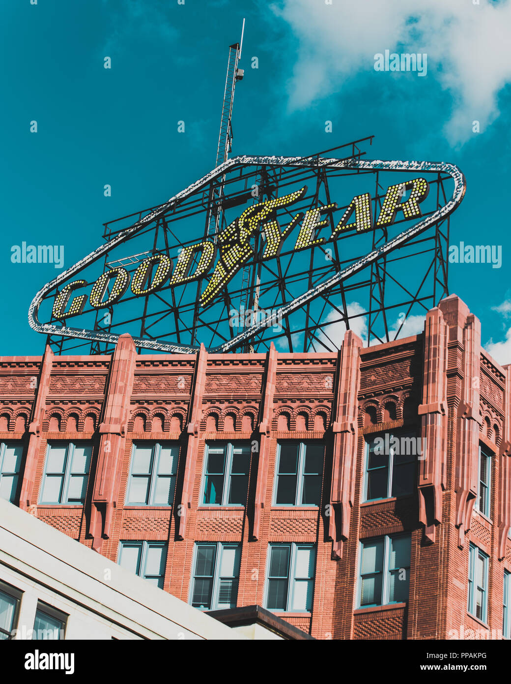 Goodyear Sign in Akron Ohio Stock Photo Alamy