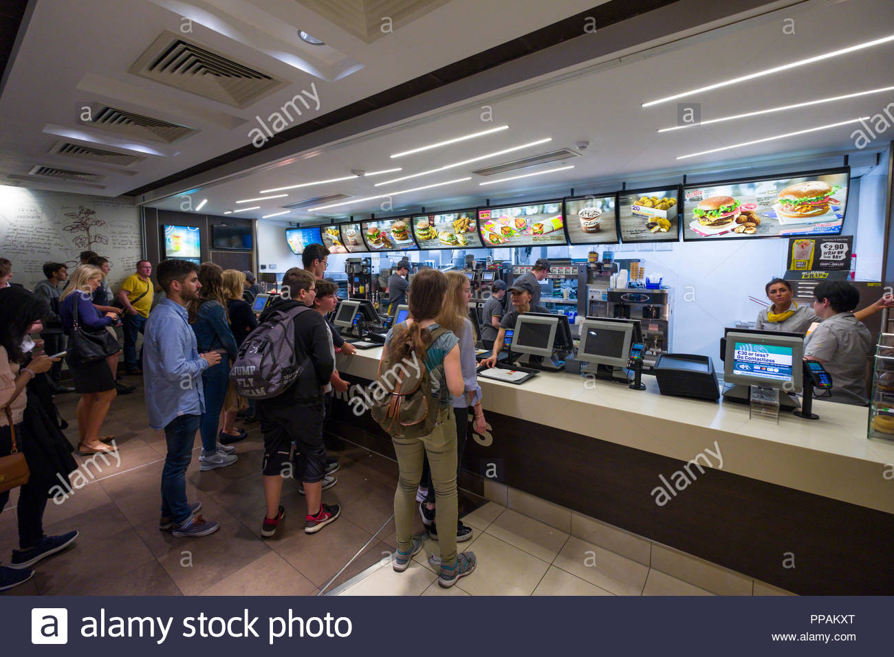 People At Counter Ordering Food Inside Mcdonald S Fast Food Restaurant Grafton Street Dublin Leinster Ireland Stock Photo Alamy