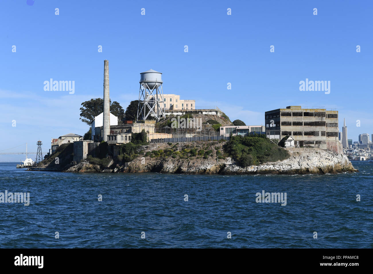 View of Alcatraz Island from San Francisco Bay Stock Photo