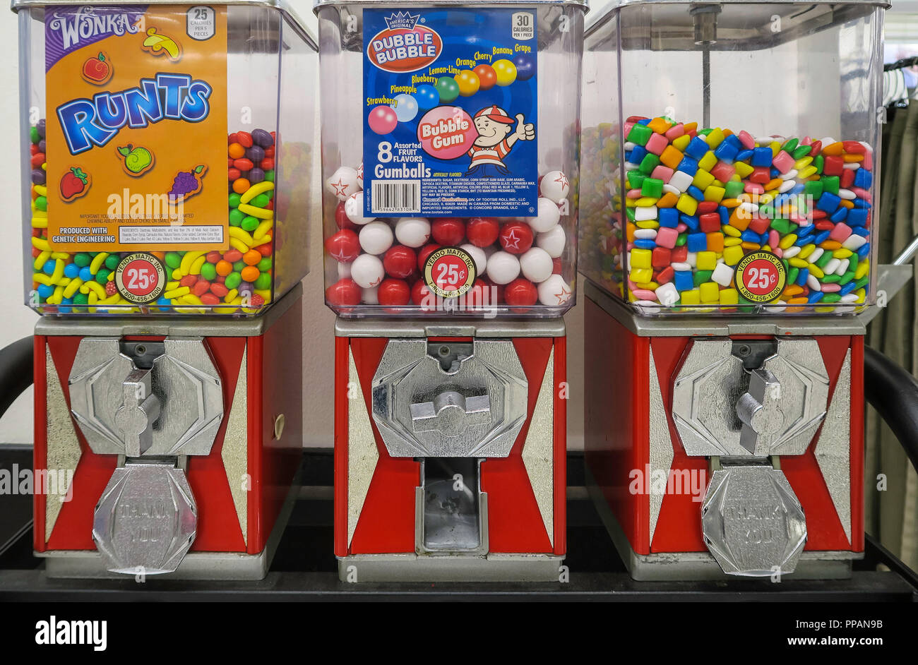 Old fashioned gumball machines, USA Stock Photo