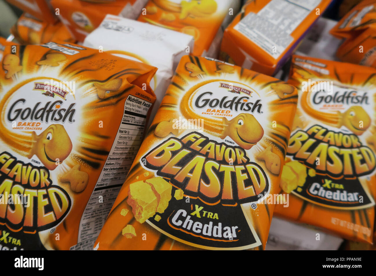 Goldfish Flavor Blasted Snack Bags, USA Stock Photo