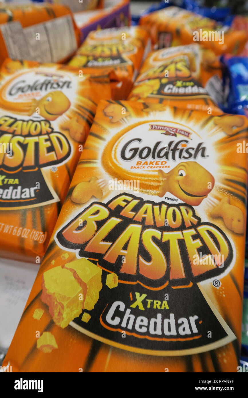 Goldfish Flavor Blasted Snack Bags, USA Stock Photo