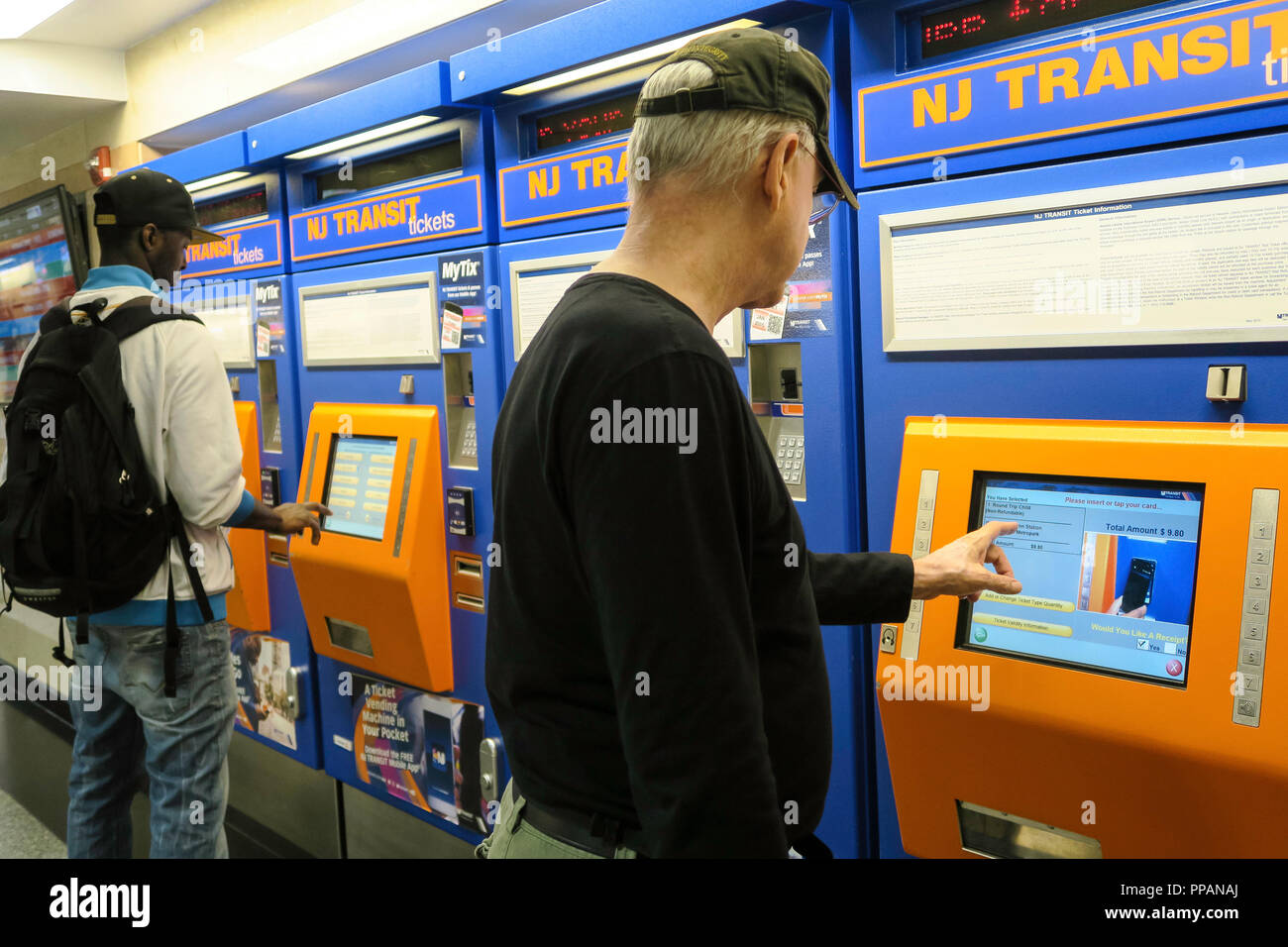 New Jersey Transit Self Serve Vending Machines, Penn Station, NYC Stock Photo