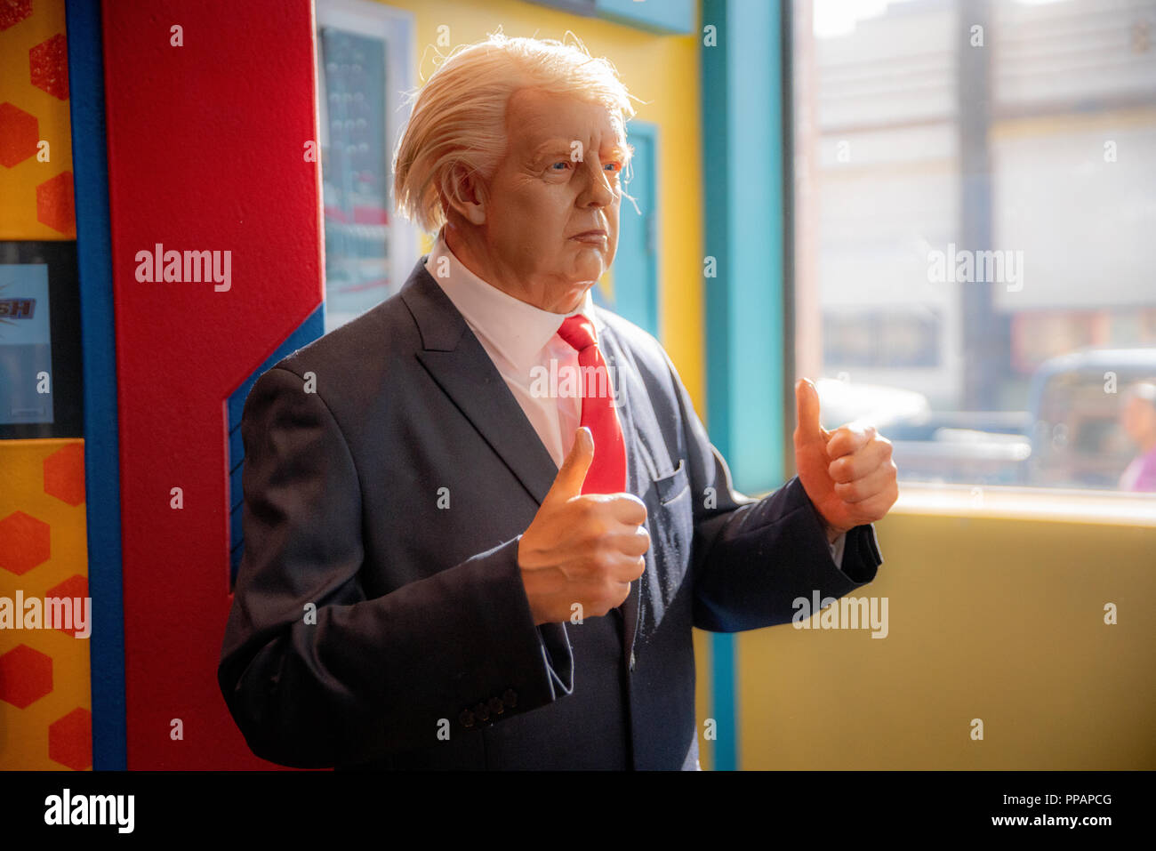 Wax figure of Donald Trump at Ripley's Believe It or Not! museum in Los Angeles, California. Stock Photo