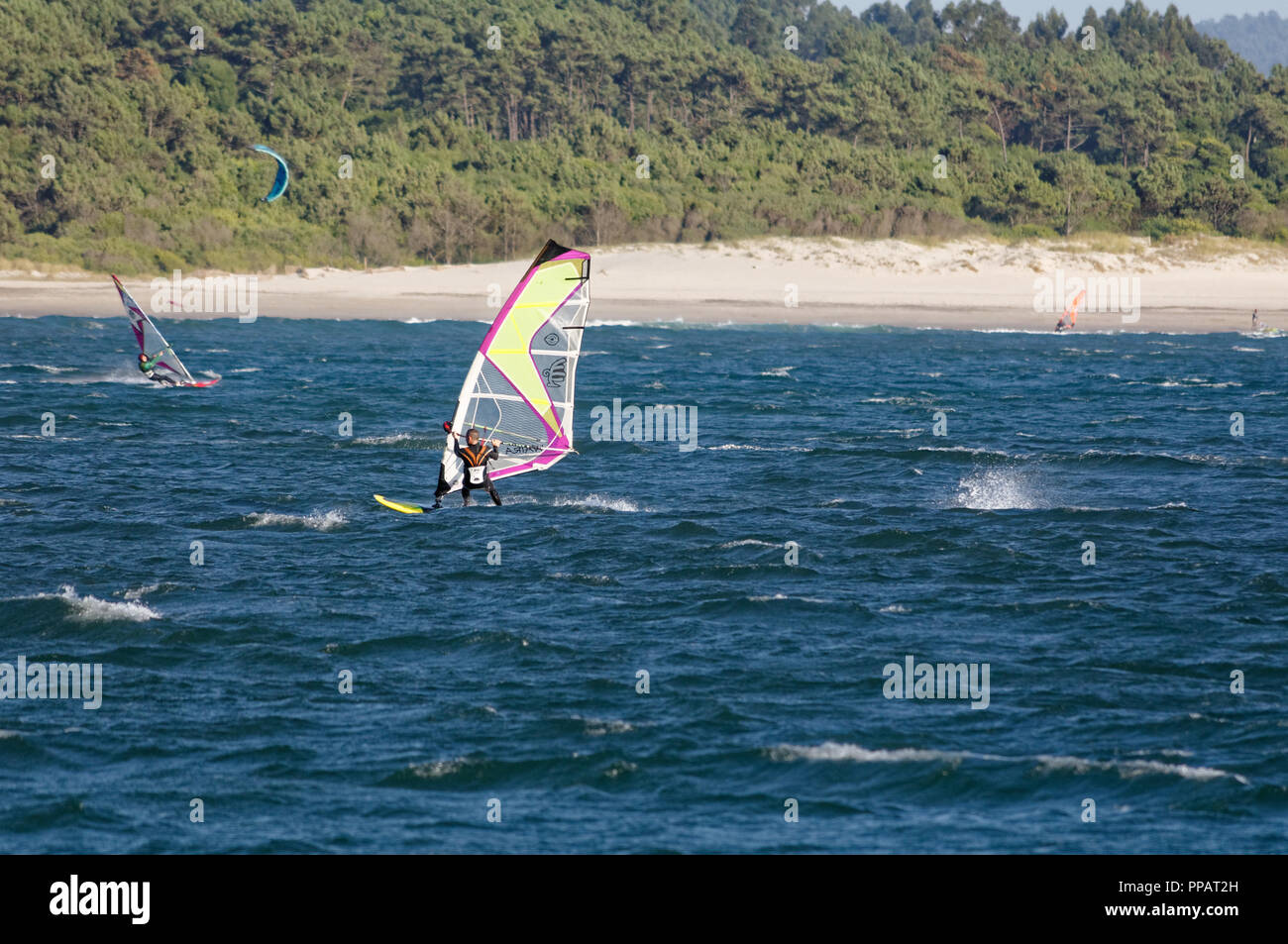 Windsurfing at Viano do Castelo, Portugal Stock Photo