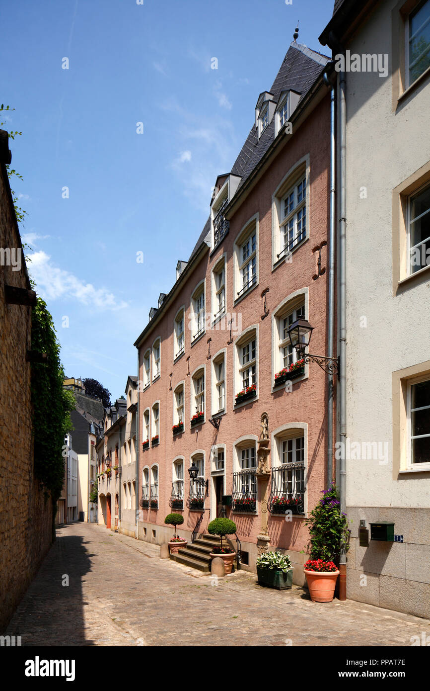Old house facades, lower town Grund, Luxembourg City, Luxembourg, Europe  I Alte Hausfassaden,  Unterstadt Grund, Luxemburg-Stadt, Luxemburg, Europa I Stock Photo