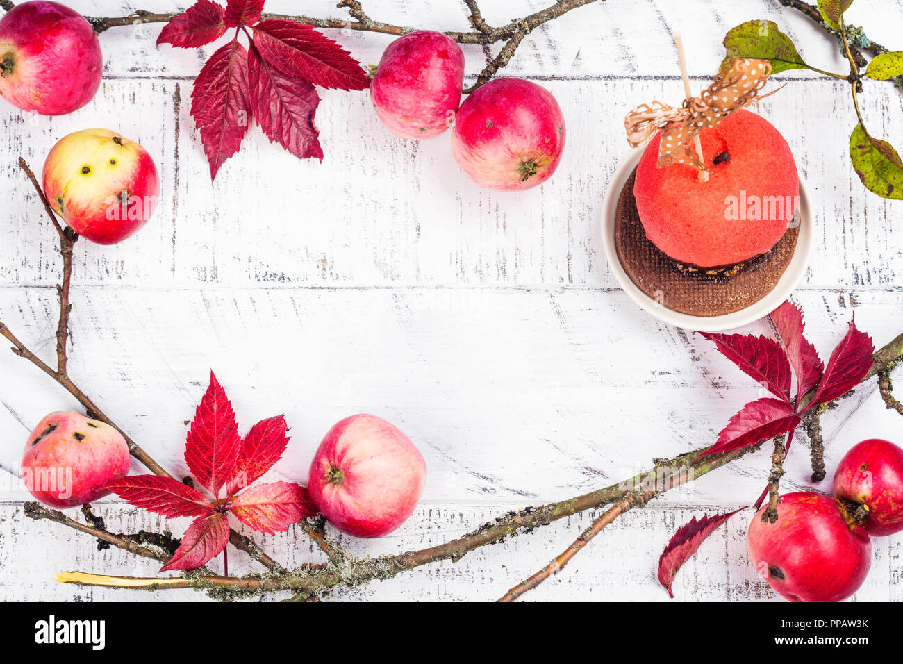 Halloween candy apple dessert Stock Photo