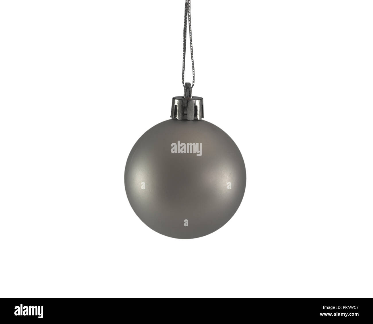 Silver color christmas ball ornament isolated on white background Stock