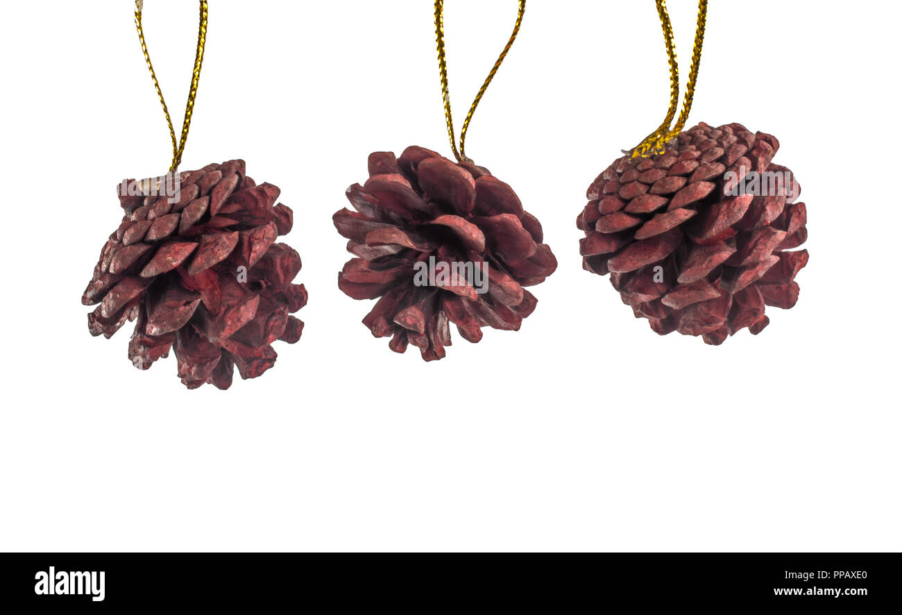 Pine cone christmas ornaments isolated on white background Stock Photo ...