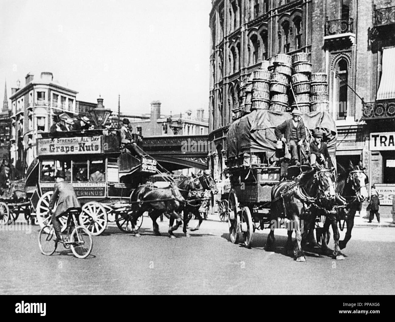 Early 1900s street scene, London. Stock Photo