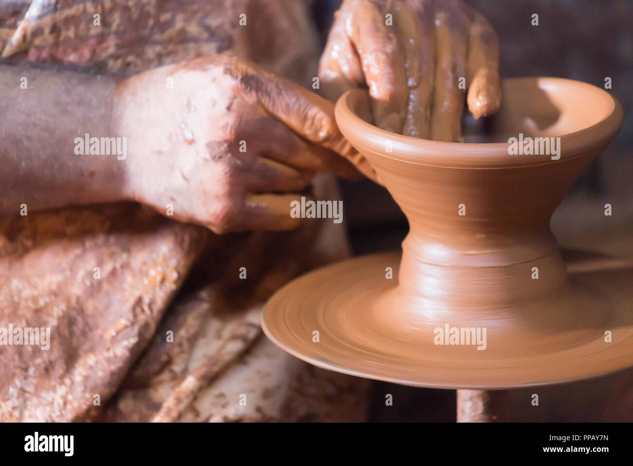 Artisan Making Pottery, Sculptor from Wet Clay on Wheel. Making Ceramic  Dishes. Close-up. Stock Image - Image of potty, pottery: 201259479
