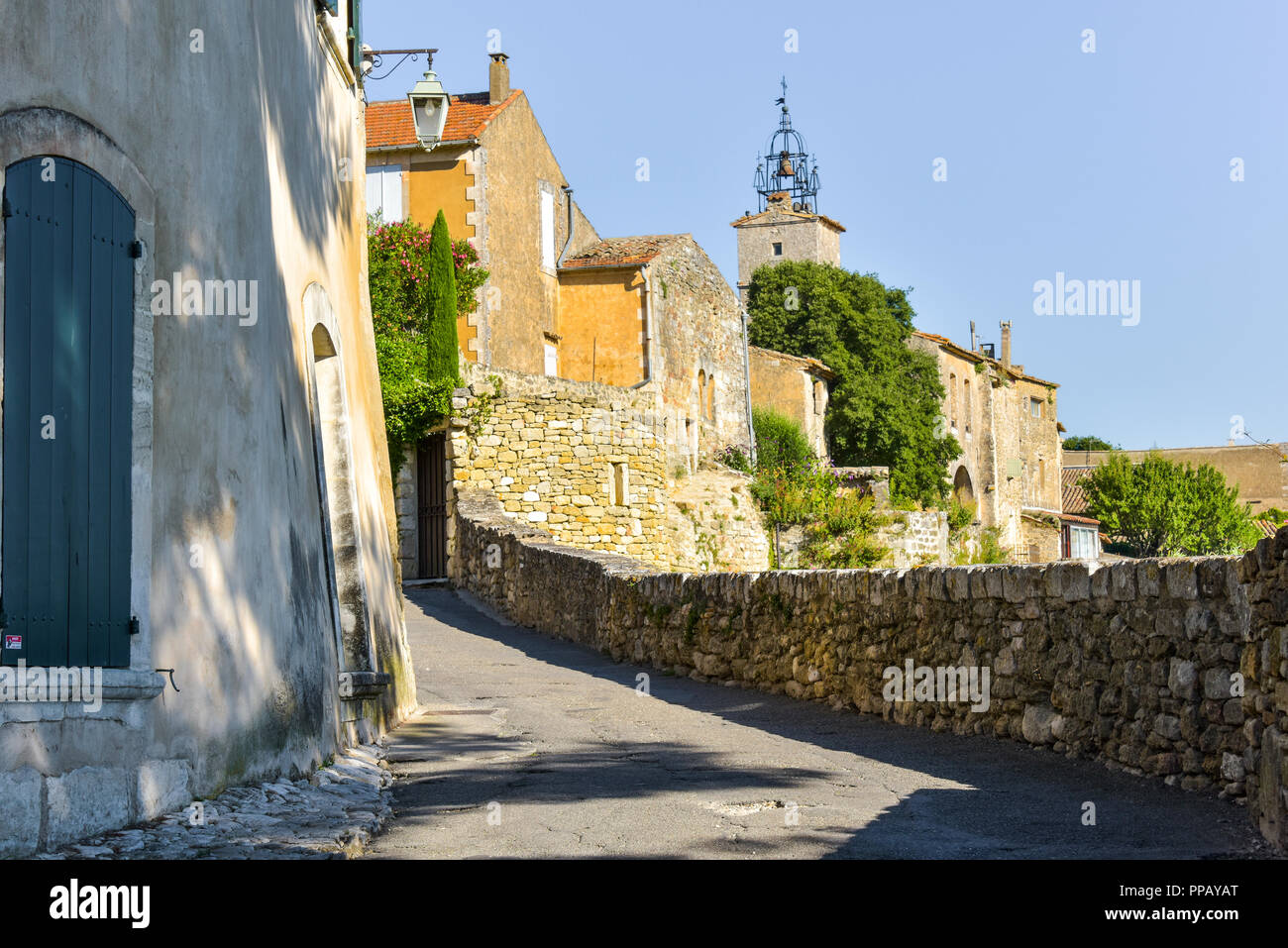 old village of the Provence, Ménerbes situated on a hill, France, member of the association most beautiful villages of France, department Vaucluse Stock Photo
