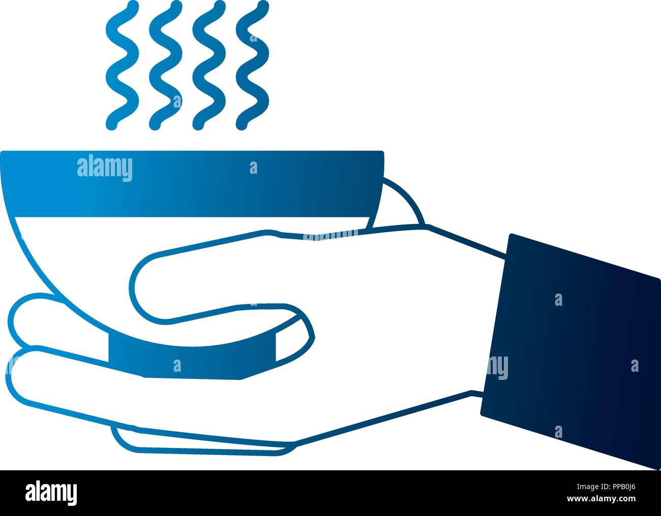 hand holding coffee cup hot beverage vector illustration neon Stock ...