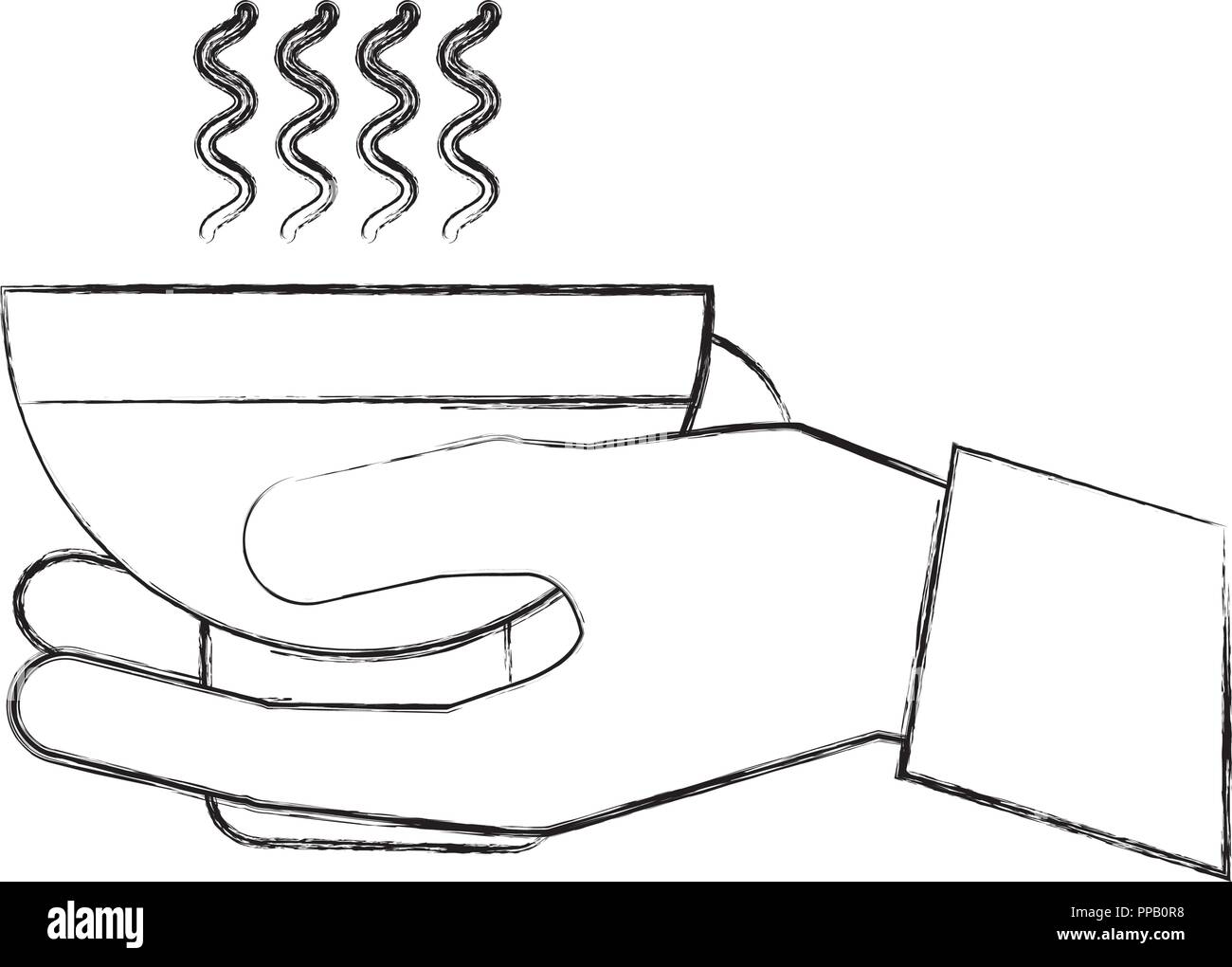 hand holding coffee cup hot beverage vector illustration Stock Vector ...