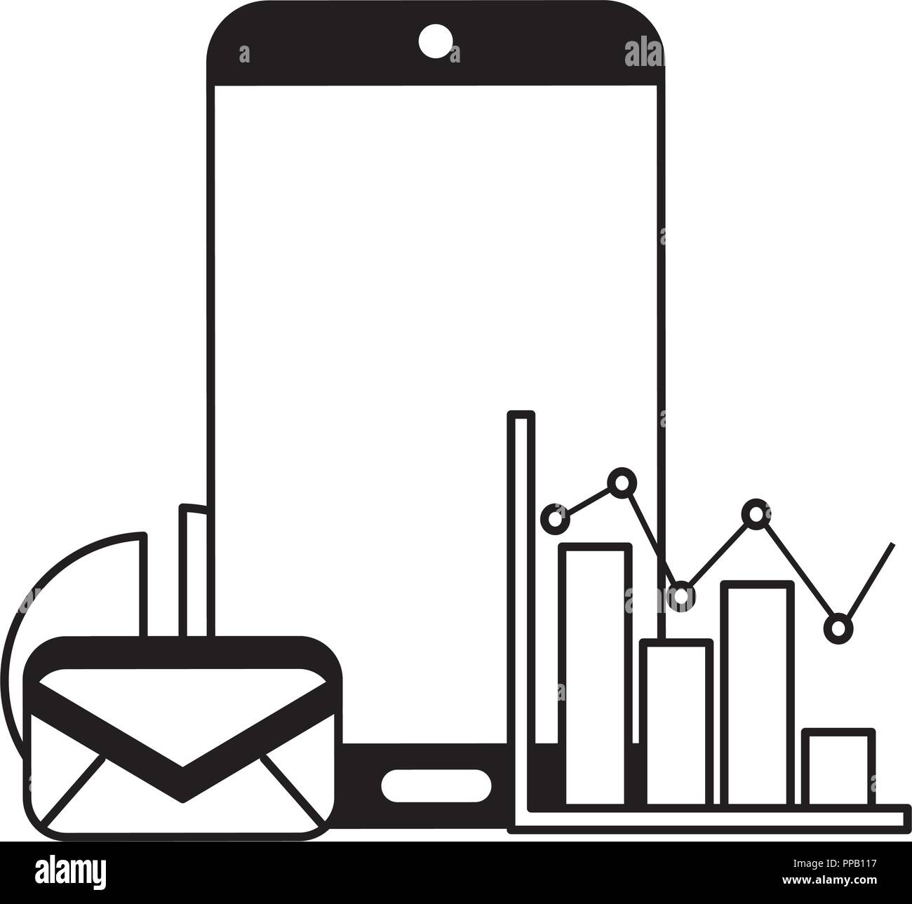 Email Vector Graph smartphone email message statistics diagram vector illustration Stock ...