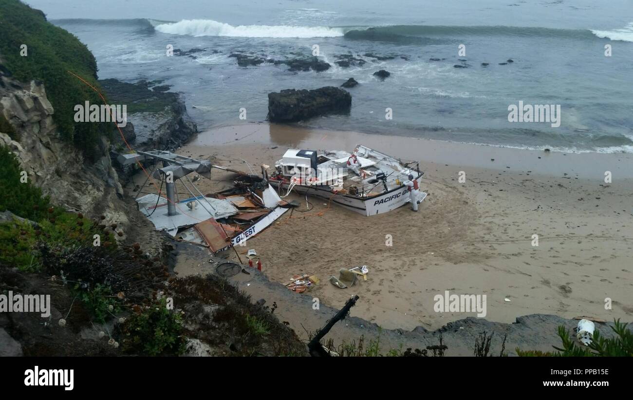 The 56foot commercial fishing vessel, Pacific Quest, is shown broken