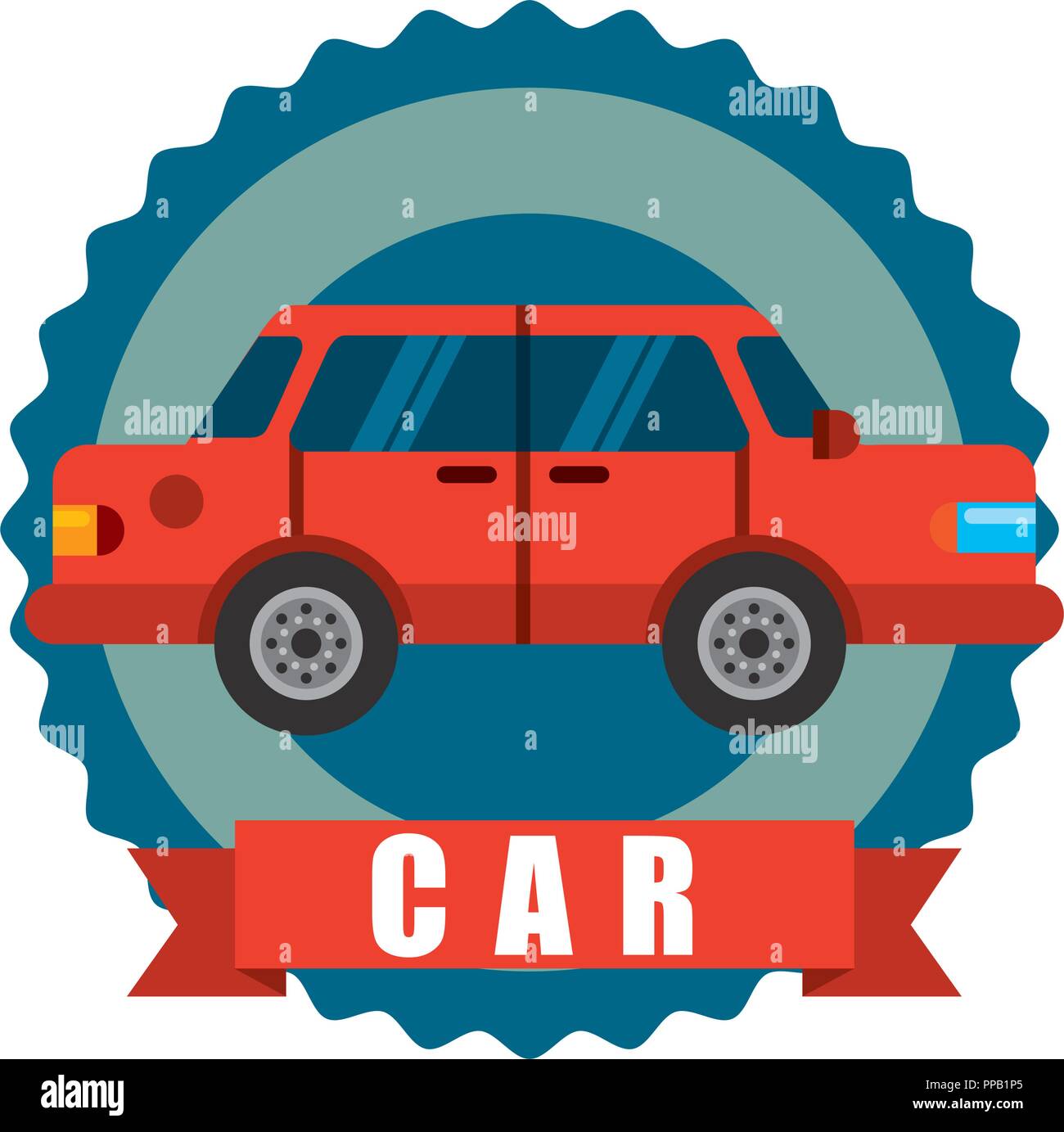 gps navigation transportation ribbon car sticker vector illustration