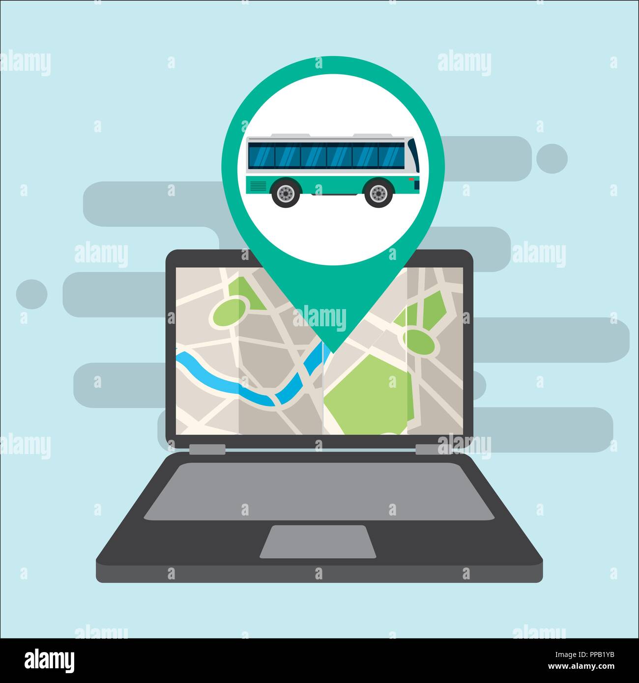 gps navigation transportation computer location bus map vector