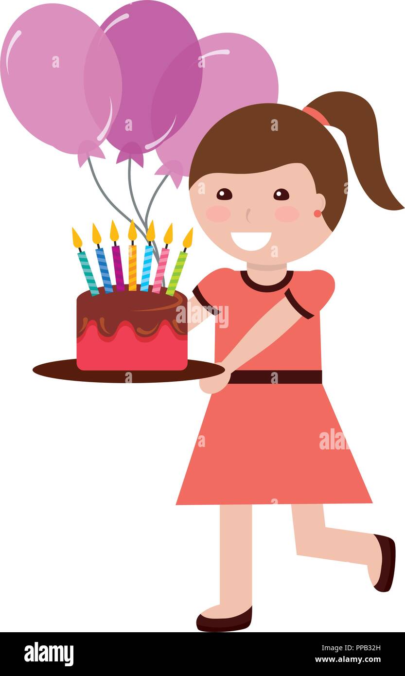 Little girl holding balloons Stock Vector Images Alamy