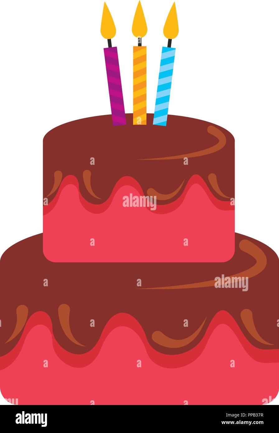 birthday cake sweet food with candles vector illustration Stock Vector ...
