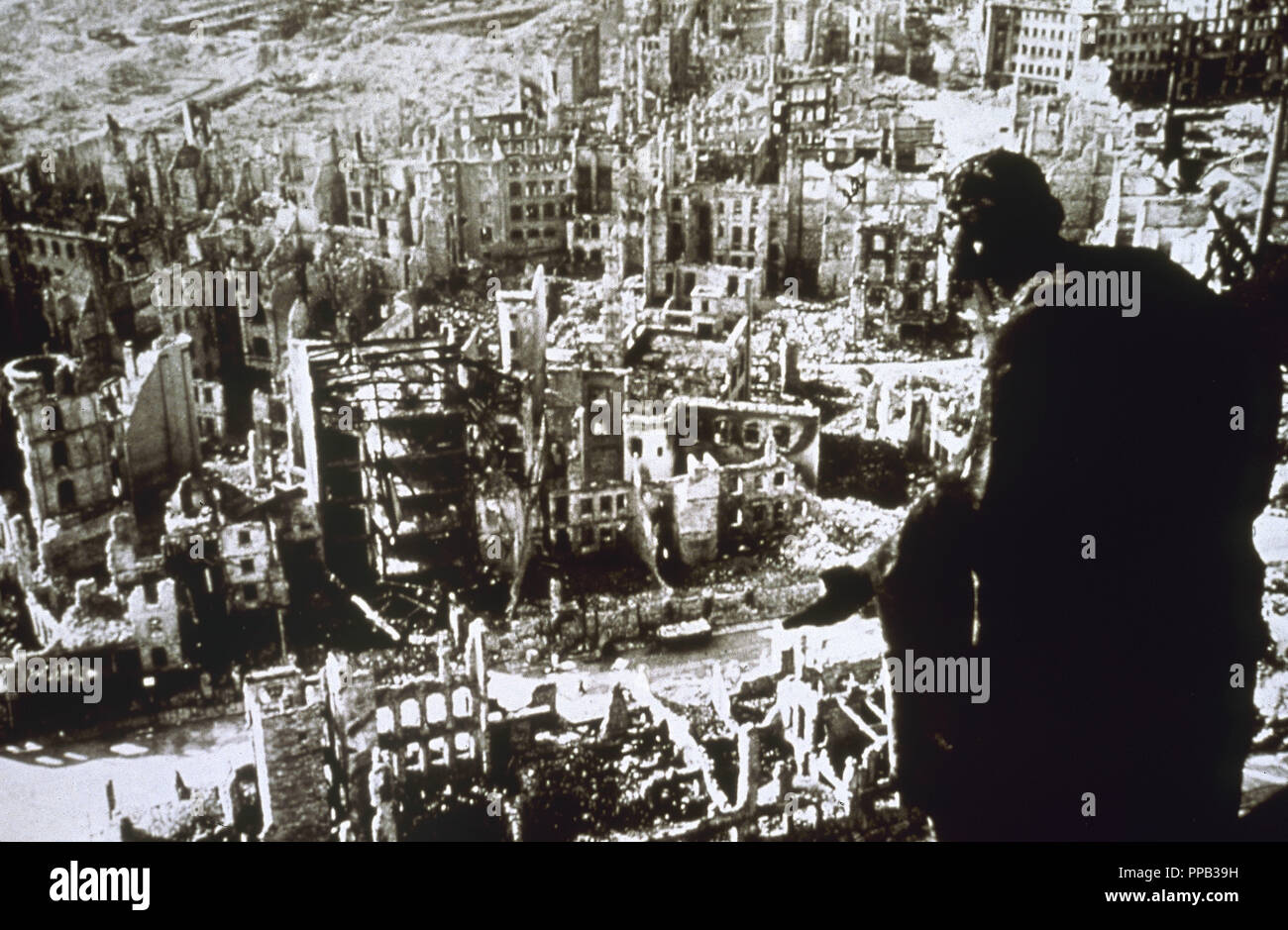 World War II. Dresden destroyed by bombing. Stock Photo