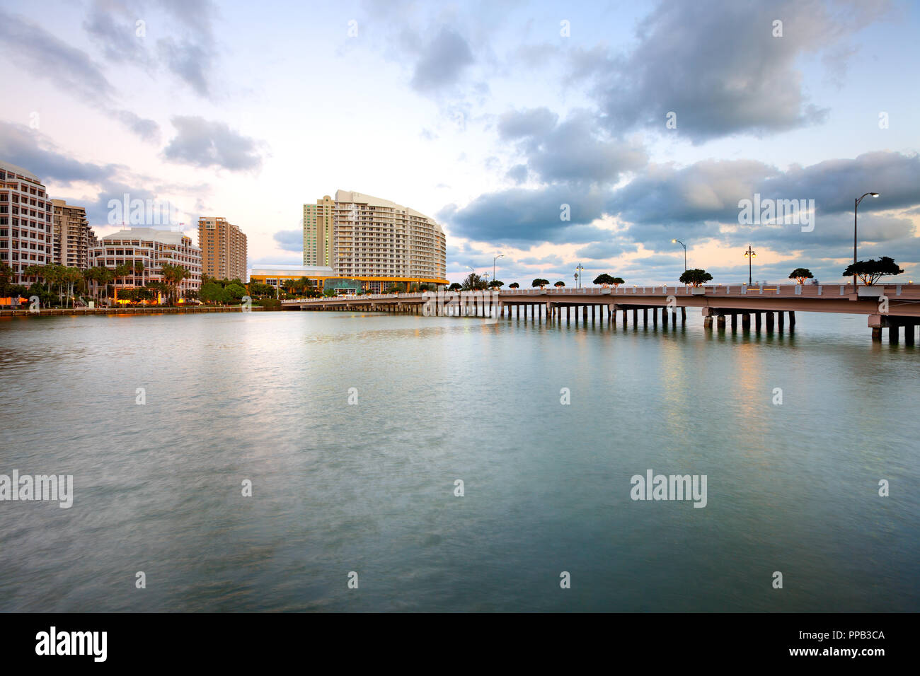 Brickell Key and Brickell Key Drive, Miami, Florida, USA Stock Photo