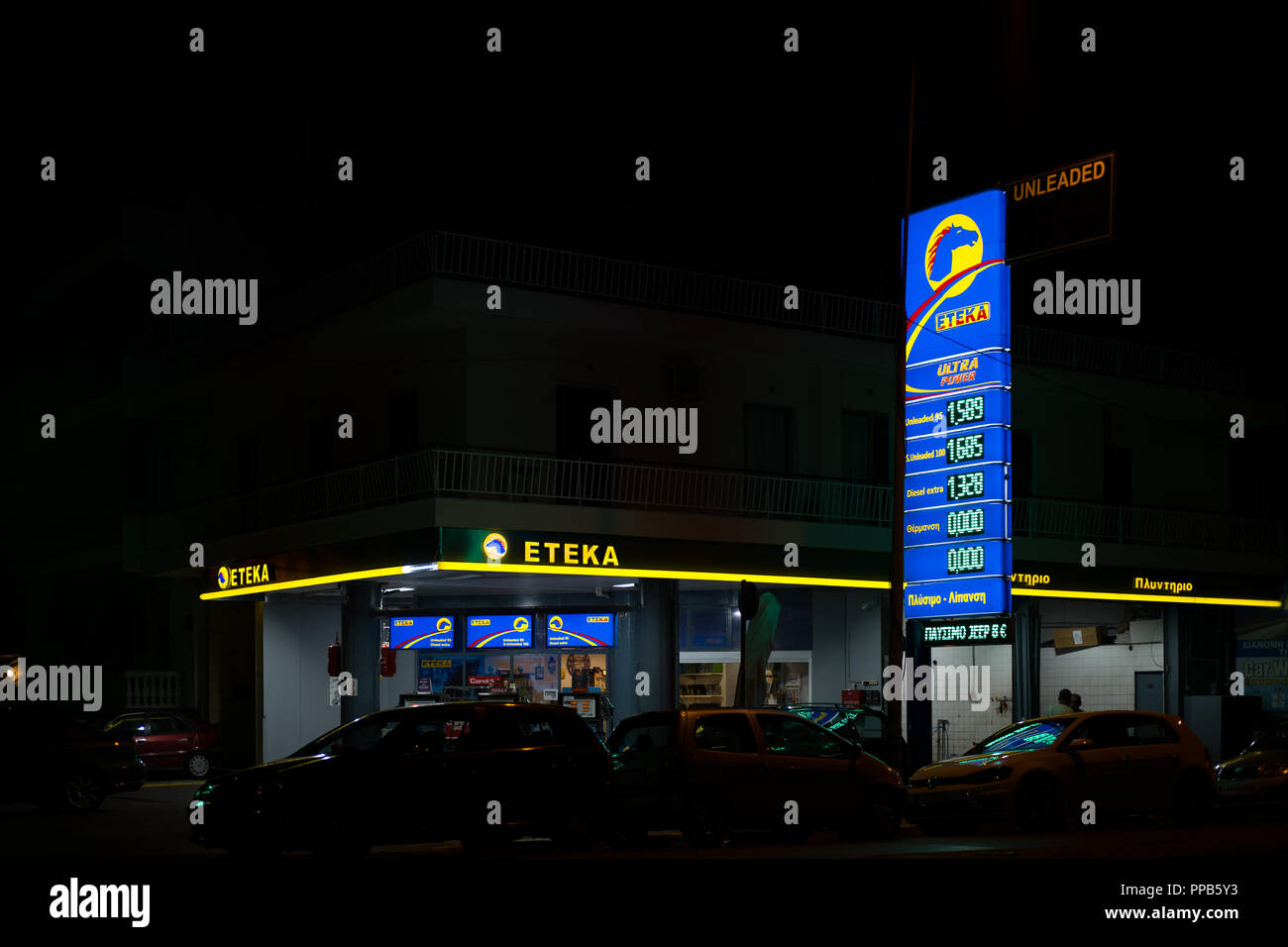 Gas station at night hires stock photography and images Alamy