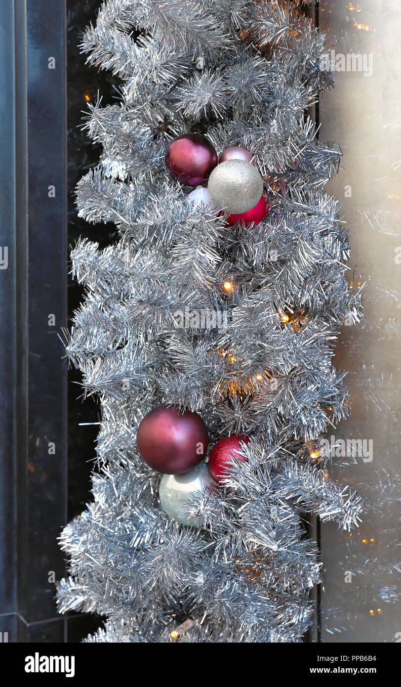 Silver Tinsel Lametta For Christmas Decoration Stock Photo Alamy