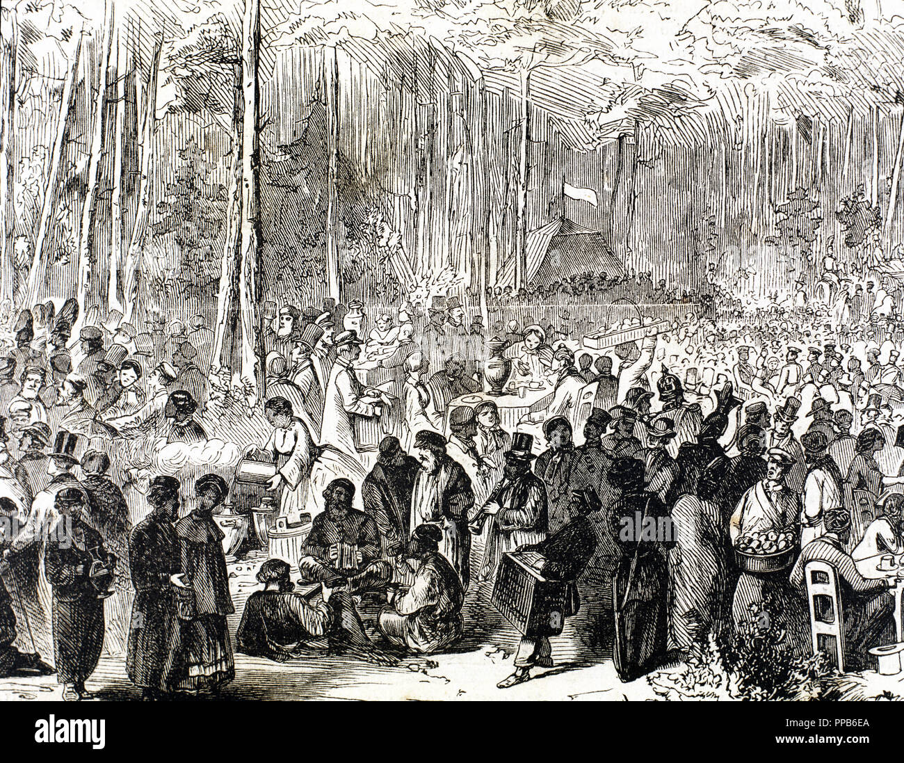 Russia. 19th century. May Day Festival in Sakolnki forest near Moscow. Engraving in 'L'Univers Illustre´' (1869). Stock Photo