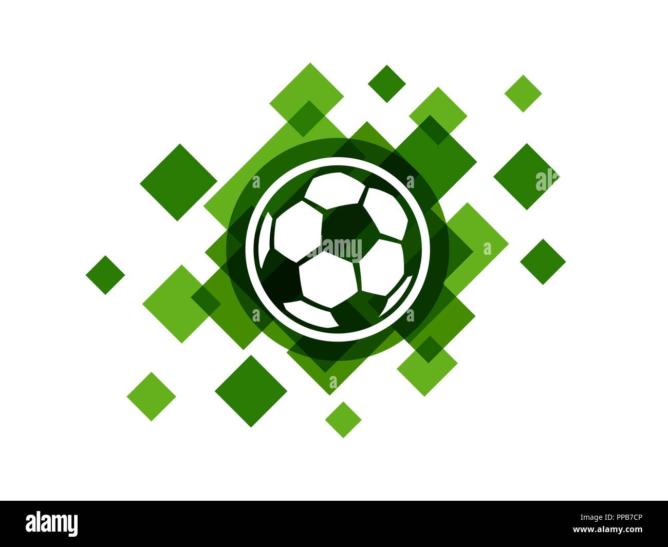 Football ball on green abstract background vector icon logo Stock Vector