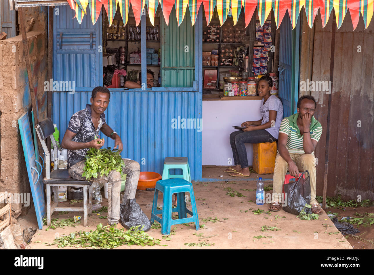 Quat/khat/catt, Dolo Mena market, Oromia Region, Ethiopia Stock Photo