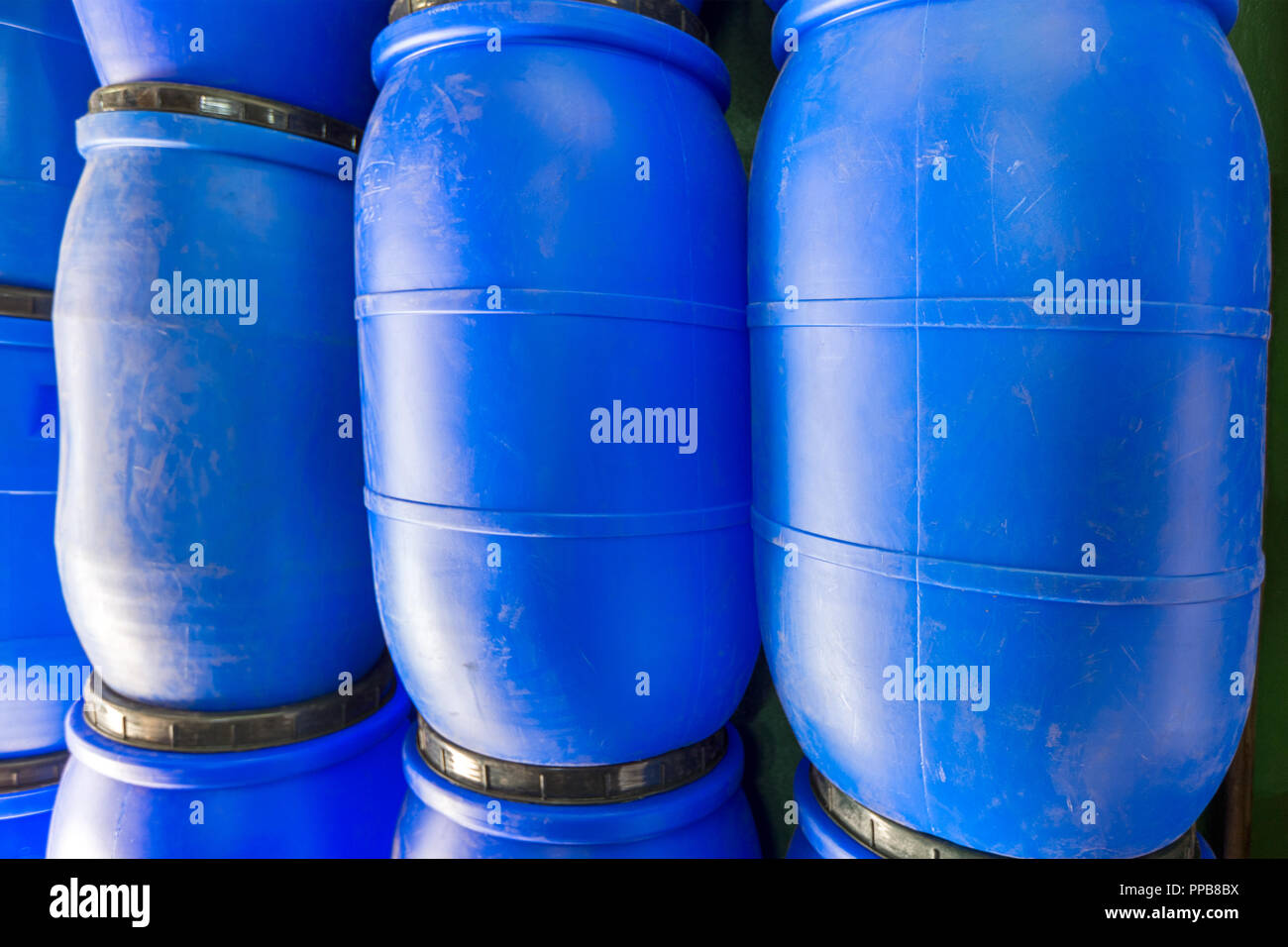 Plastic blue barrels, Addis Ketema aka Merkato, the largest African open air market. Addis Ababa